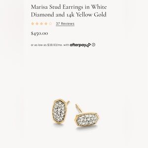Kendra Scott Marisa Stud Earrings in White Diamond and 14k Yellow Gold